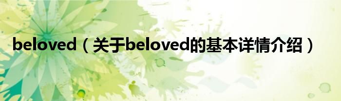 beloved（关于beloved的基本详情介绍）
