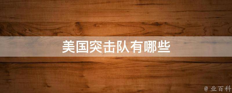 美国突击队有哪些