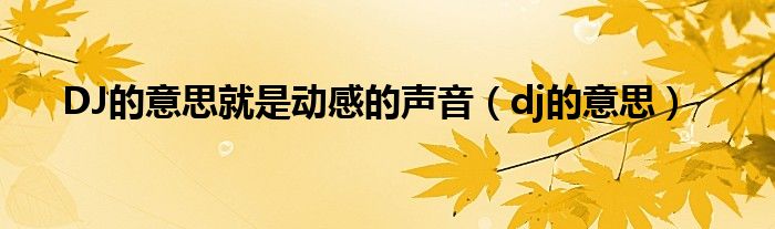 DJ的意思就是动感的声音（dj的意思）