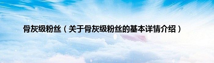 骨灰级粉丝（关于骨灰级粉丝的基本详情介绍）