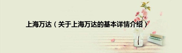 上海万达（关于上海万达的基本详情介绍）