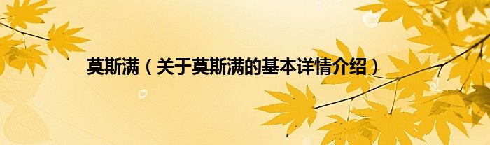 莫斯满（关于莫斯满的基本详情介绍）