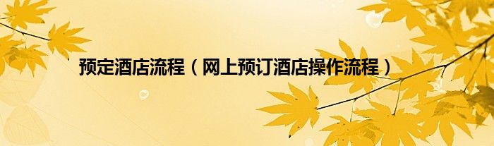 预定酒店流程（网上预订酒店操作流程）
