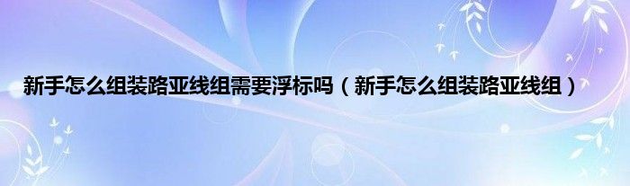 新手怎么组装路亚线组需要浮标吗（新手怎么组装路亚线组）