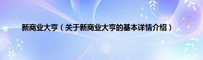 新商业大亨（关于新商业大亨的基本详情介绍）
